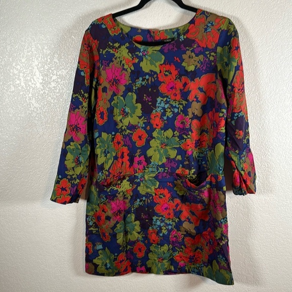 J. Crew Silk Mod Floral Shift Dress With Pockets Size 10